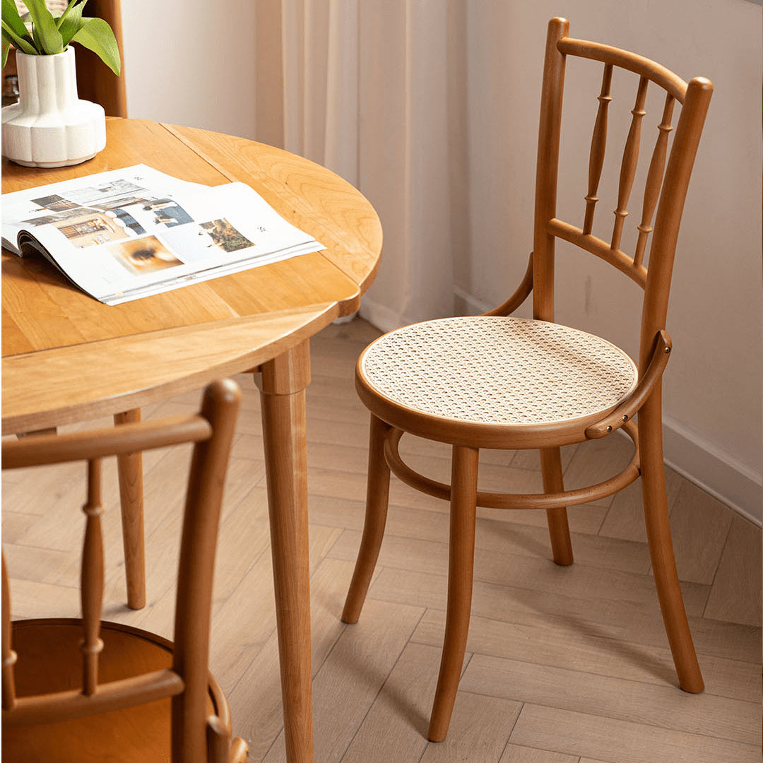 Minimalistic Beech Wood Dining Chair Collections with Rattan Design for Diningroom fyx-888