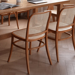 18.5‘’ Modern Beech Wood Chair with Rattan Seat in Natural Wood Color for Diningroom fyx-889