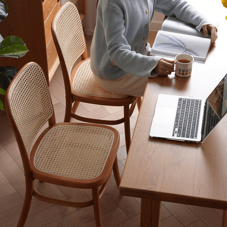 18.5‘’ Modern Beech Wood Chair with Rattan Seat in Natural Wood Color for Diningroom fyx-889