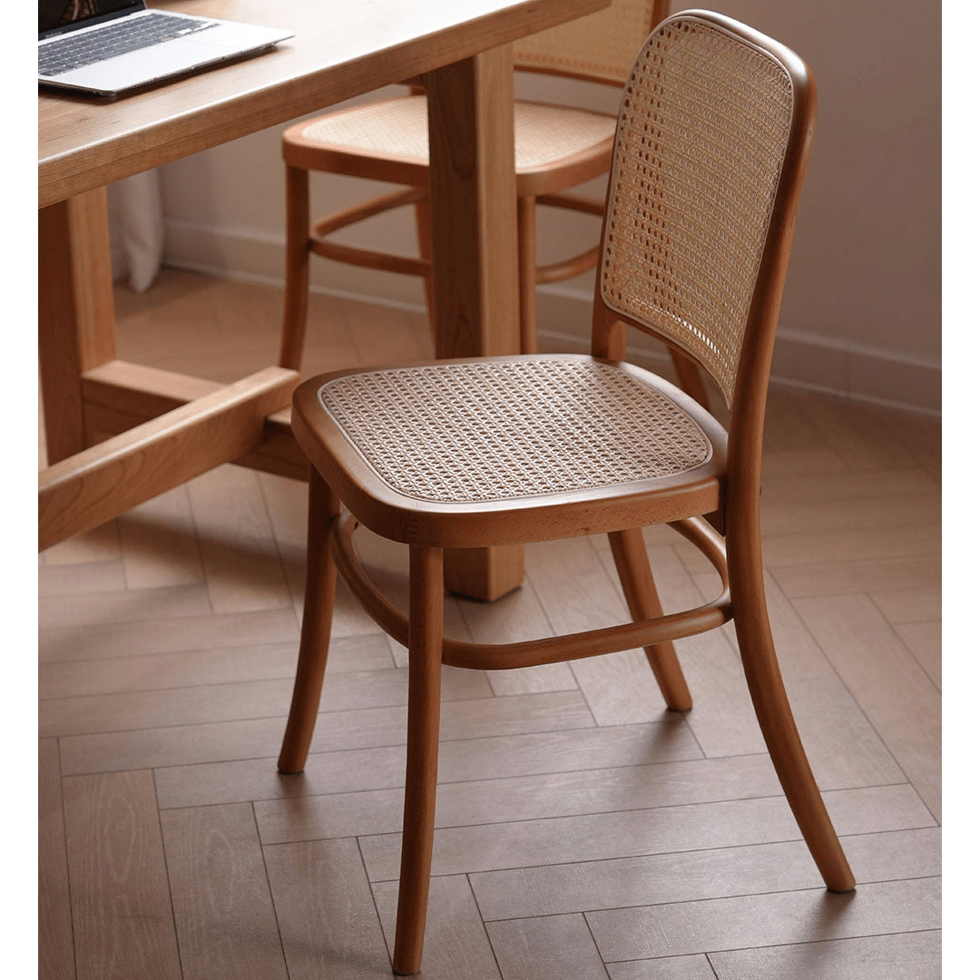 18.5‘’ Modern Beech Wood Chair with Rattan Seat in Natural Wood Color for Diningroom fyx-889