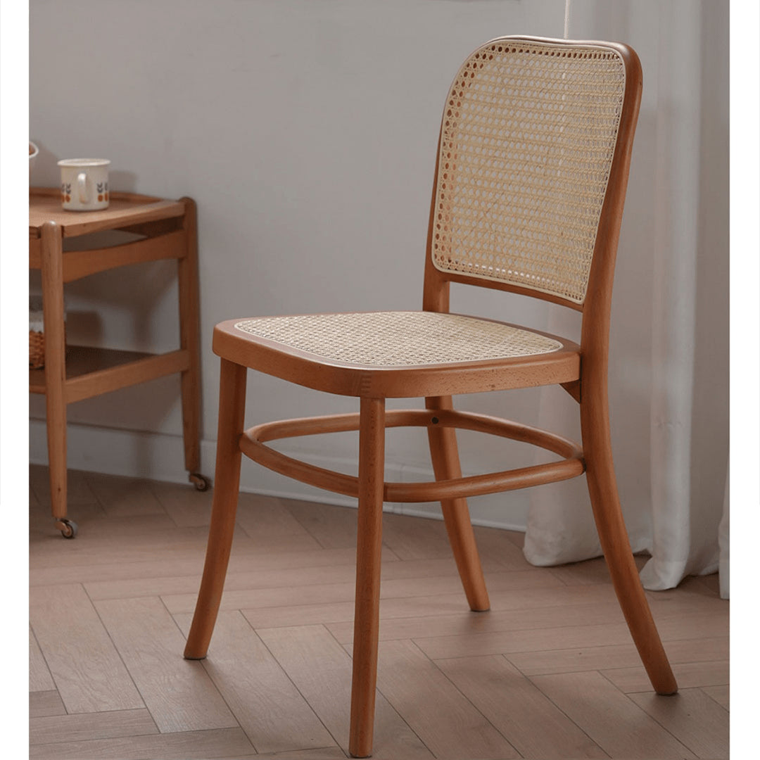 18.5‘’ Modern Beech Wood Chair with Rattan Seat in Natural Wood Color for Diningroom fyx-889