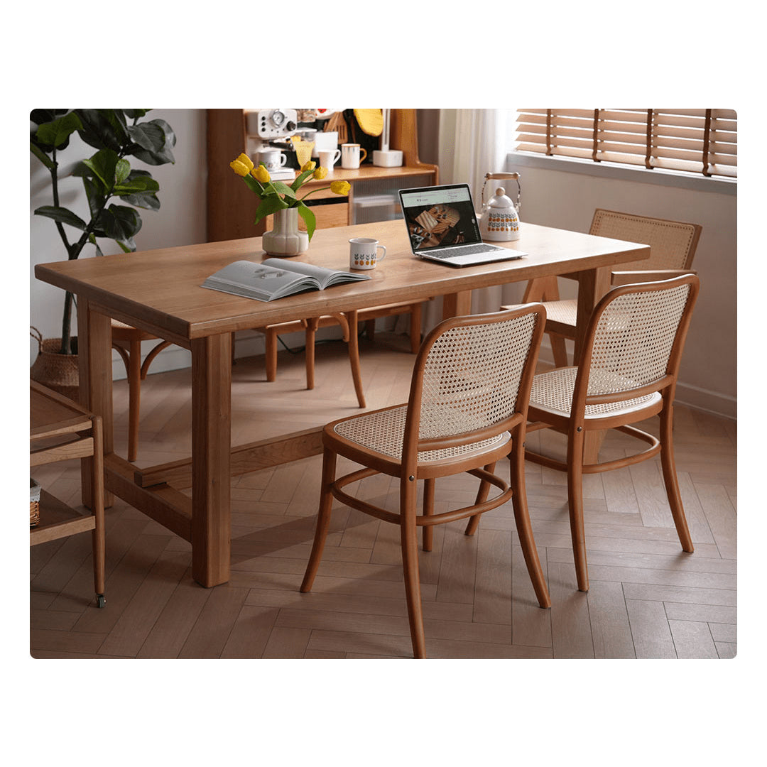 18.5‘’ Modern Beech Wood Chair with Rattan Seat in Natural Wood Color for Diningroom fyx-889