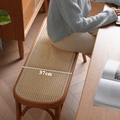 Elegant Light Brown Beech and Rattan Stool - Stylish and Durable Seating Solution fyx-890