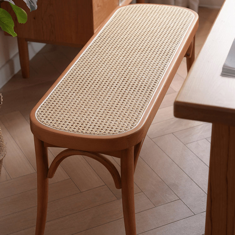 Elegant Light Brown Beech and Rattan Stool - Stylish and Durable Seating Solution fyx-890