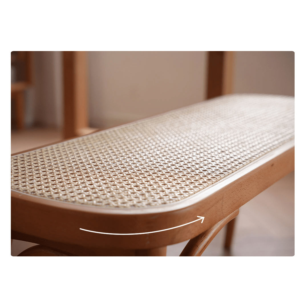 Elegant Light Brown Beech and Rattan Stool - Stylish and Durable Seating Solution fyx-890