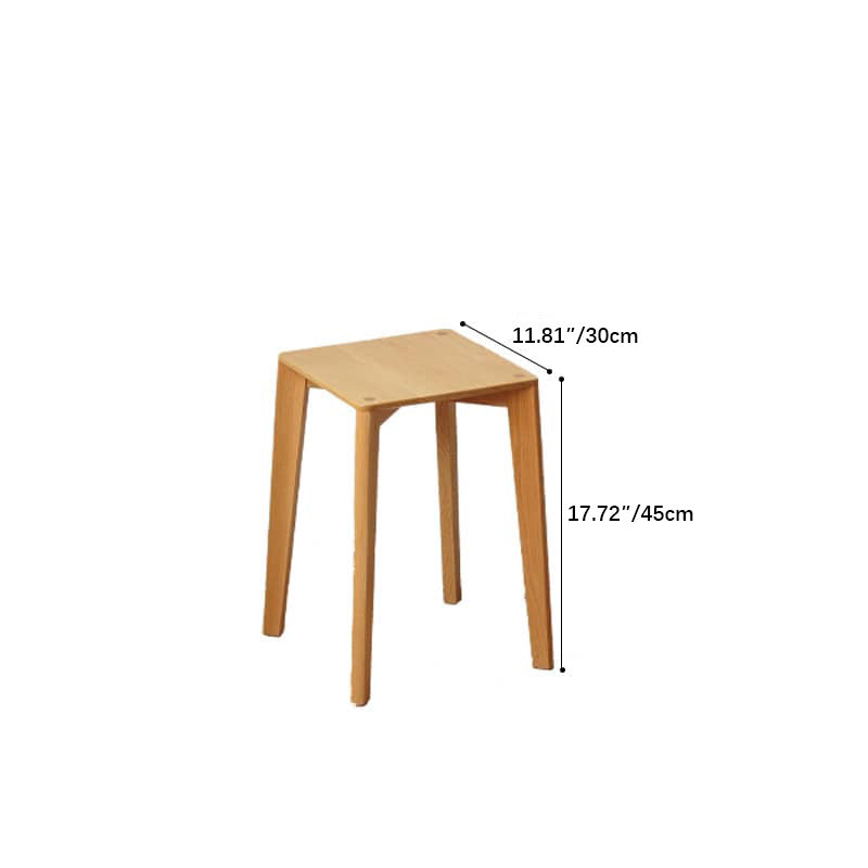 Elegant Oak Wood Stool with Light Grey Cushion - Natural and Comfortable Seating fyx-891