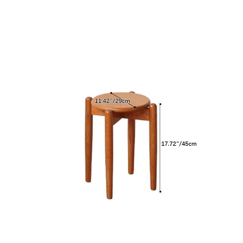 Elegant Oak Wood Stool with Light Grey Cushion - Natural and Comfortable Seating fyx-891