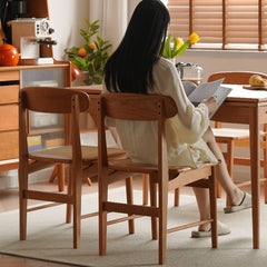 Modern Cherry Wood Dining Chair with Rattan Seat for Your Diningroom fyx-894