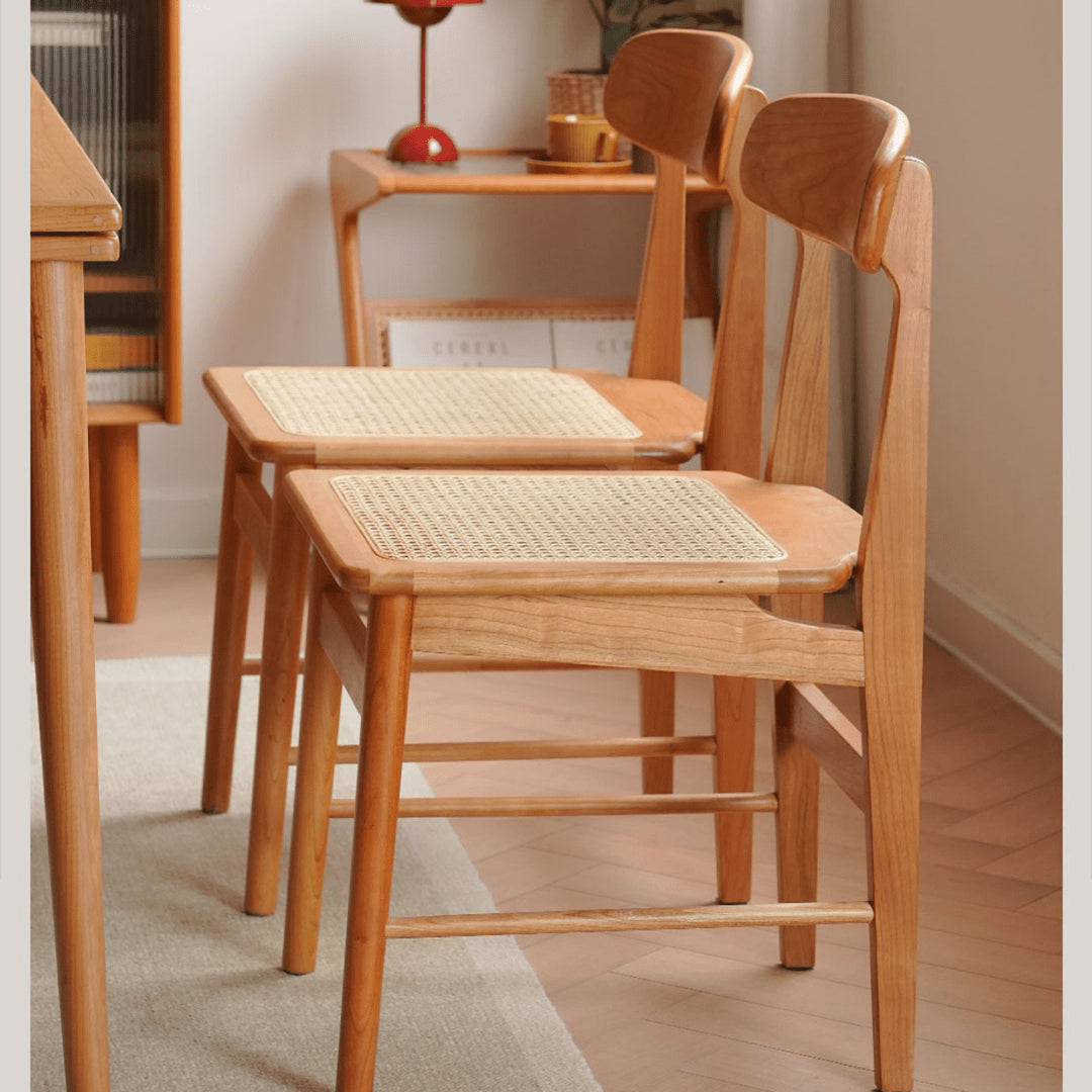 Modern Cherry Wood Dining Chair with Rattan Seat for Your Diningroom fyx-894