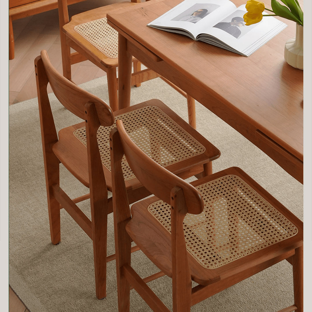 Modern Cherry Wood Dining Chair with Rattan Seat for Your Diningroom fyx-894