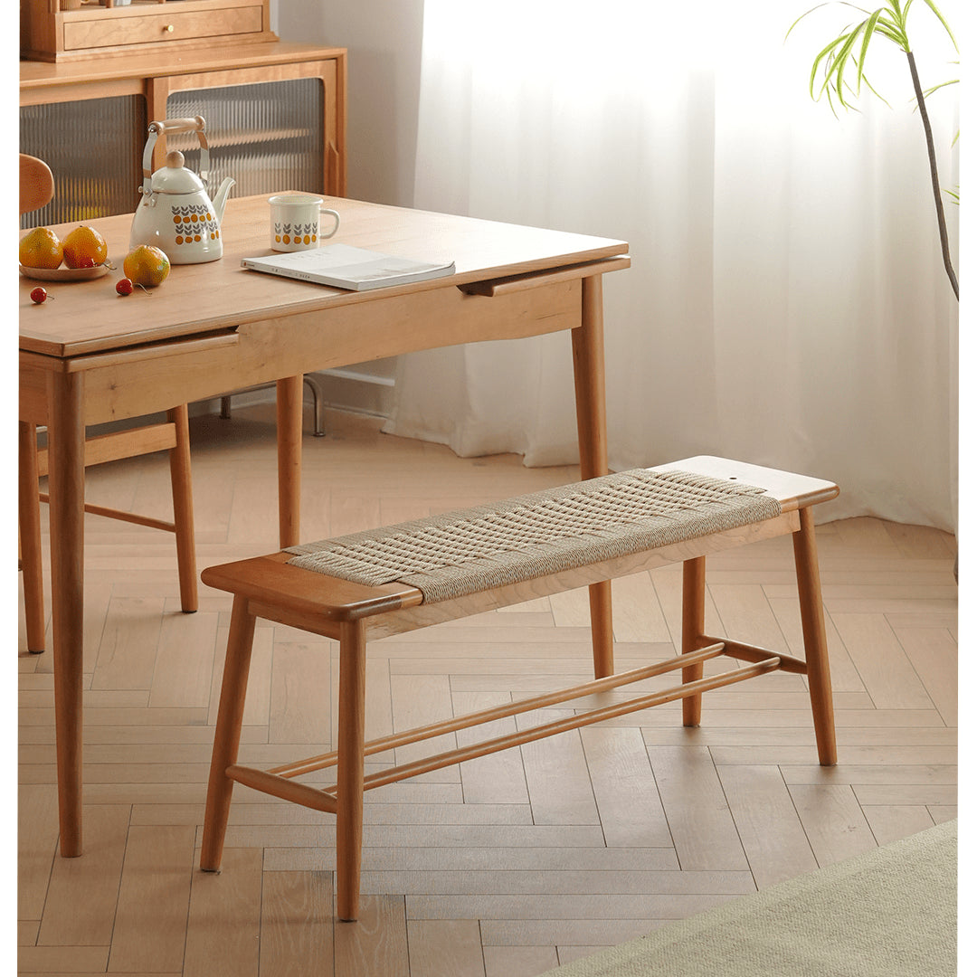 Elegant Cherry & Oak Wood Stool with Durable Kraft Paper Details fyx-896