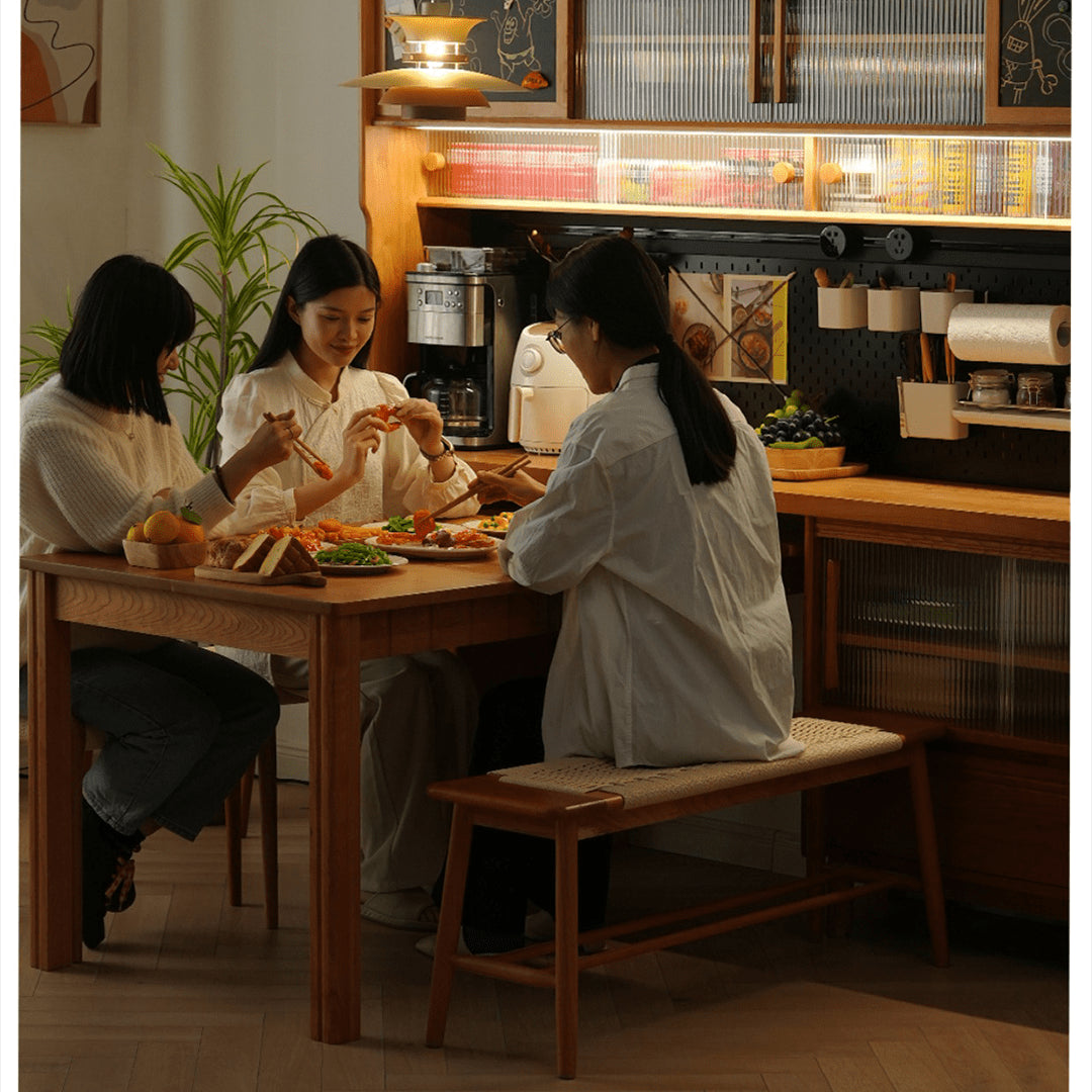 Elegant Cherry & Oak Wood Stool with Durable Kraft Paper Details fyx-896