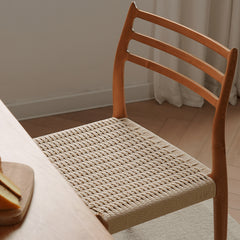 Minimalistic Cherry Wood Dining Chair with Rope Weaving Seat for Diningroom fyx-897