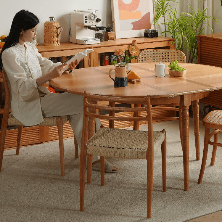 Minimalistic Cherry Wood Dining Chair with Rope Weaving Seat for Diningroom fyx-897