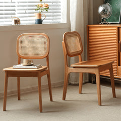 16.9‘’ Cherry Wood Dining Chair with Rattan Back - Stylish Design for Diningroom fyx-898