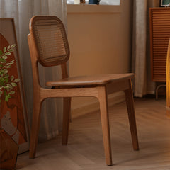 16.9‘’ Cherry Wood Dining Chair with Rattan Back - Stylish Design for Diningroom fyx-898