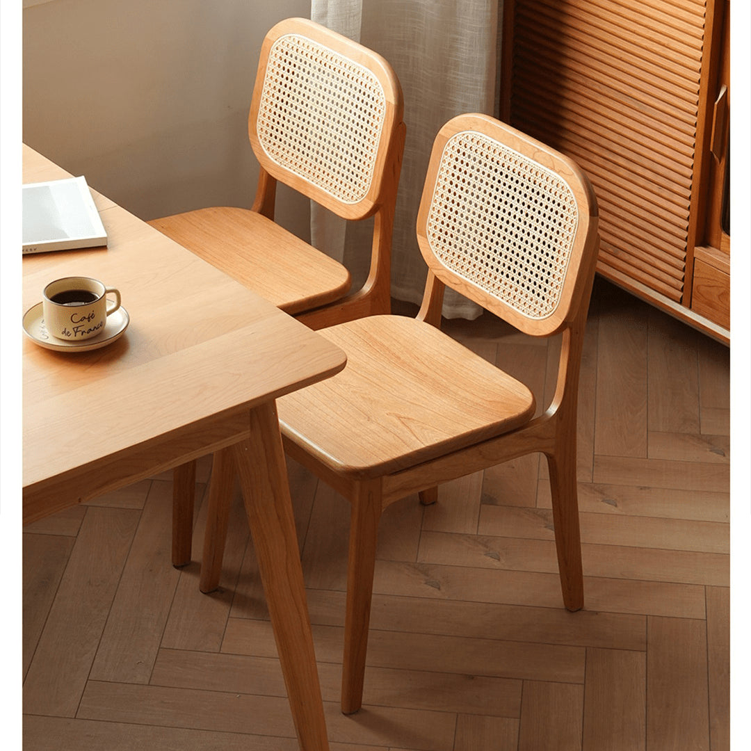 16.9‘’ Cherry Wood Dining Chair with Rattan Back - Stylish Design for Diningroom fyx-898