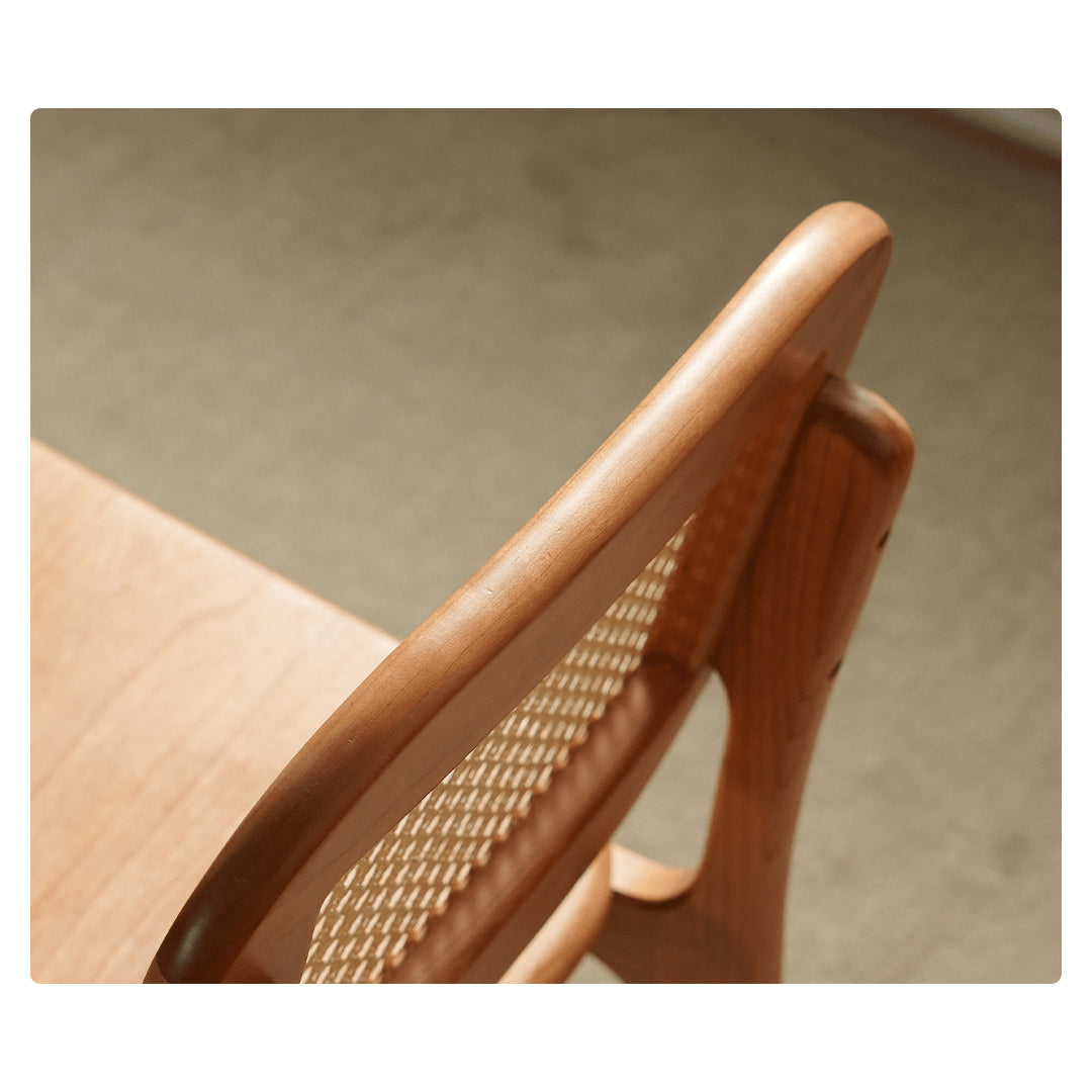 16.9‘’ Cherry Wood Dining Chair with Rattan Back - Stylish Design for Diningroom fyx-898