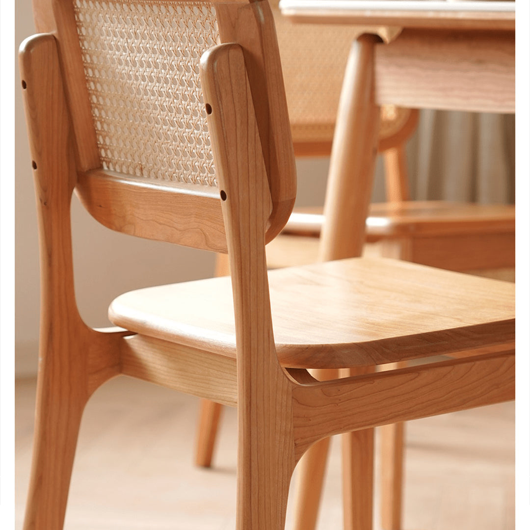 16.9‘’ Cherry Wood Dining Chair with Rattan Back - Stylish Design for Diningroom fyx-898