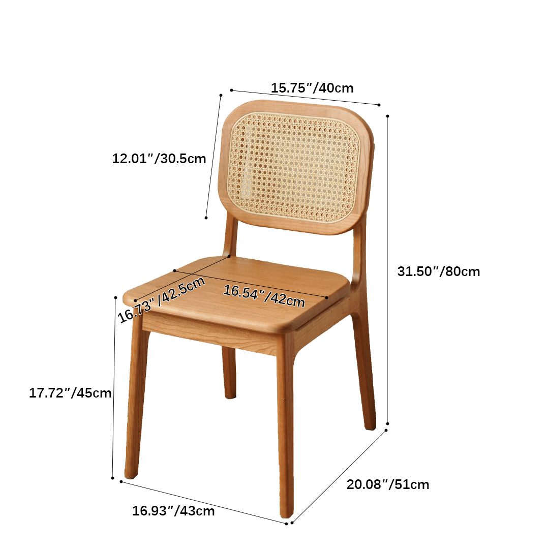 16.9‘’ Cherry Wood Dining Chair with Rattan Back - Stylish Design for Diningroom fyx-898