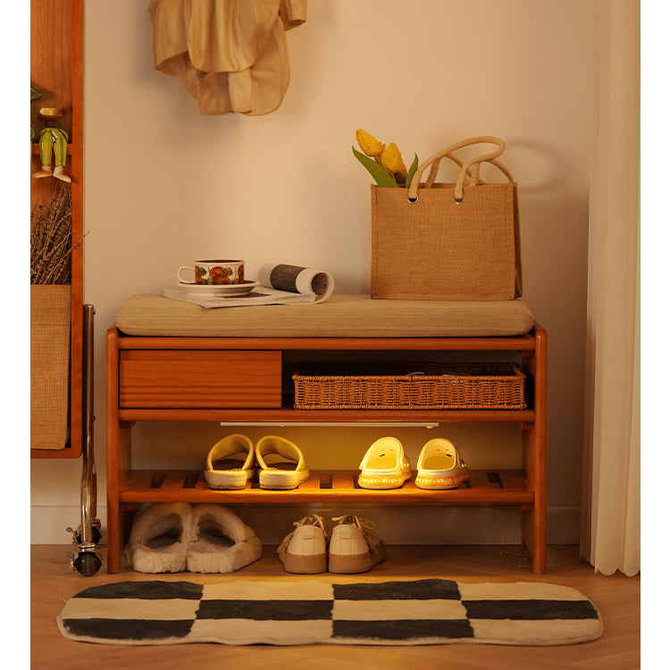 Cherry Wood Cabinet with Foam and Corduroy Accents - Elegant Natural Finish fyx-899