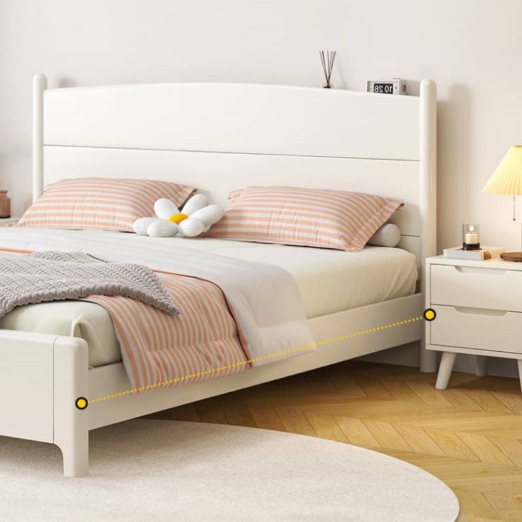 Chic Modern Bed Frame | Durable White Rubber Wood & Stylish Pine glna-231