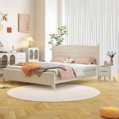 Chic Modern Bed Frame | Durable White Rubber Wood & Stylish Pine glna-231