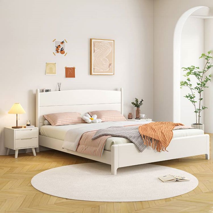 Chic Modern Bed Frame | Durable White Rubber Wood & Stylish Pine glna-231