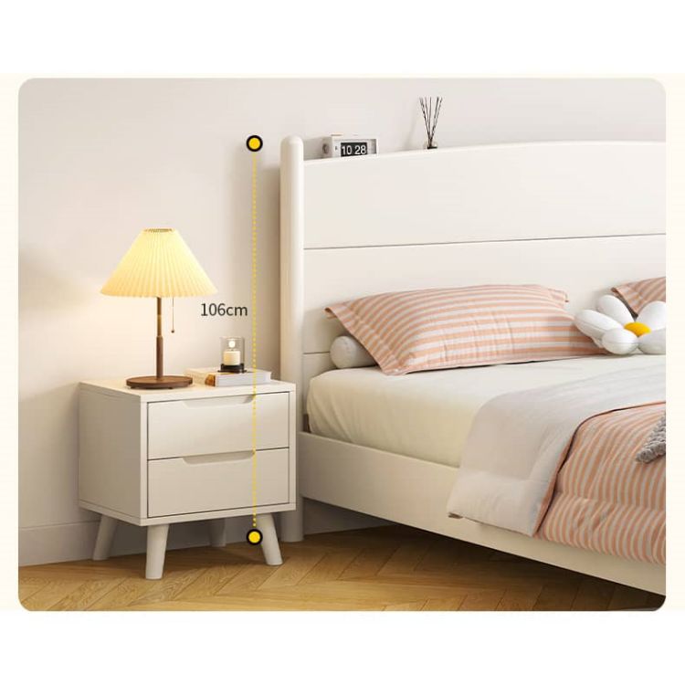 Chic Modern Bed Frame | Durable White Rubber Wood & Stylish Pine glna-231