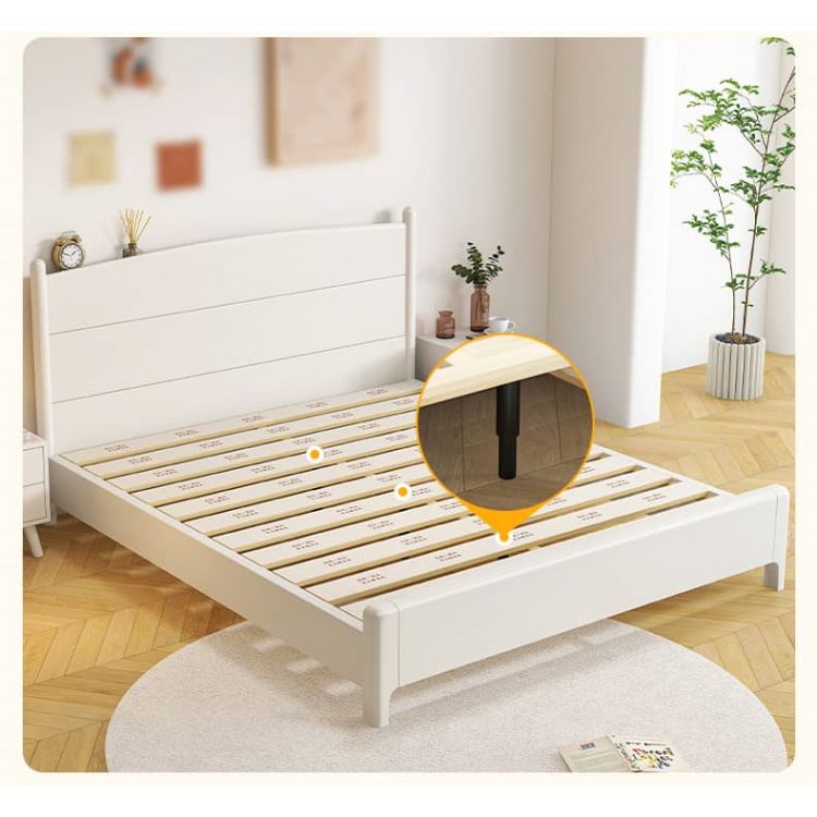 Chic Modern Bed Frame | Durable White Rubber Wood & Stylish Pine glna-231