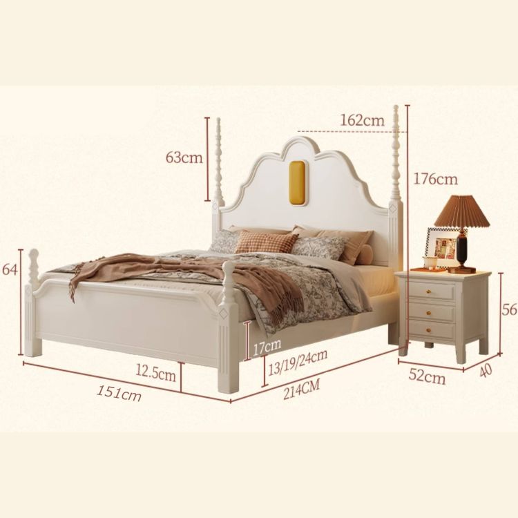 Stylish White Bed Frame | Durable Rubber Wood & Pine Construction glna-233