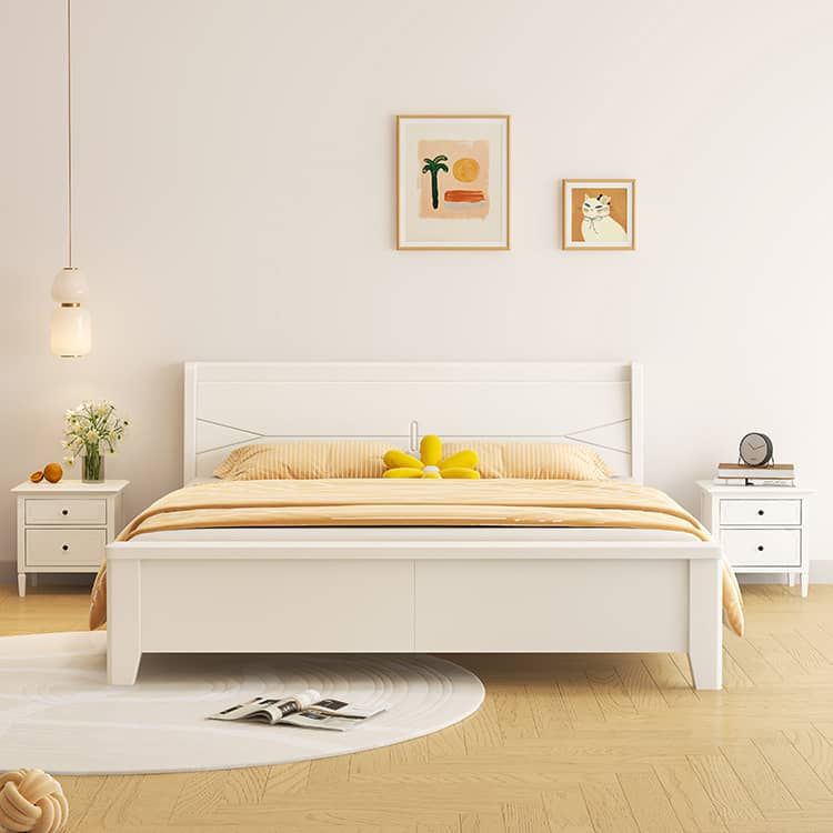 Elegant White Bed Frame | Durable Rubber Wood & Pine Construction glna-234