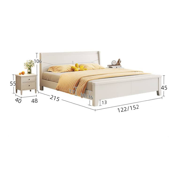 Elegant White Bed Frame | Durable Rubber Wood & Pine Construction glna-234