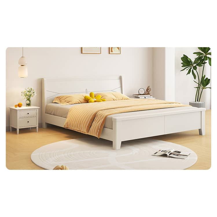 Elegant White Bed Frame | Durable Rubber Wood & Pine Construction glna-234