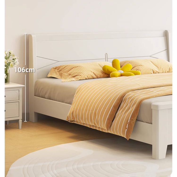 Elegant White Bed Frame | Durable Rubber Wood & Pine Construction glna-234