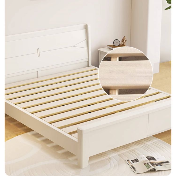 Elegant White Bed Frame | Durable Rubber Wood & Pine Construction glna-234