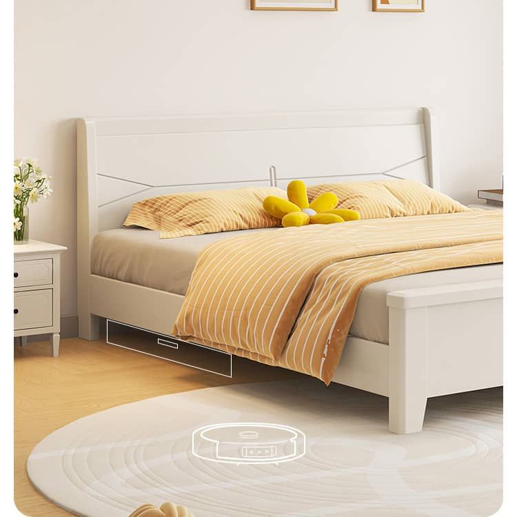 Elegant White Bed Frame | Durable Rubber Wood & Pine Construction glna-234