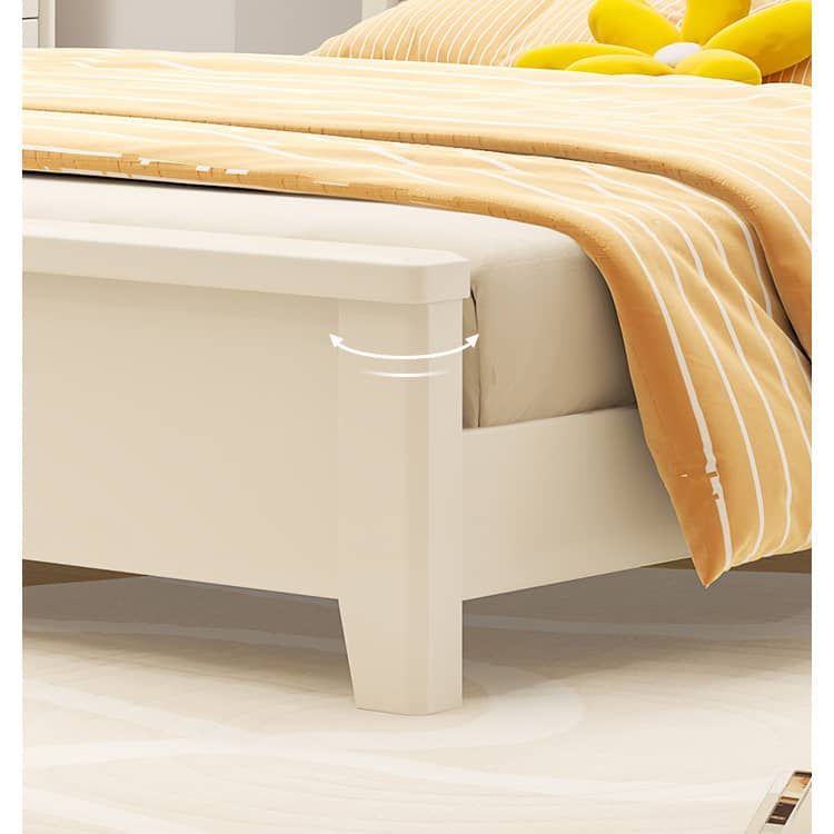 Elegant White Bed Frame | Durable Rubber Wood & Pine Construction glna-234