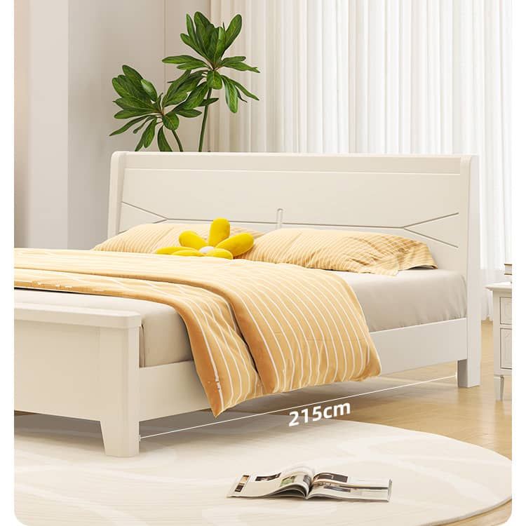 Elegant White Bed Frame | Durable Rubber Wood & Pine Construction glna-234