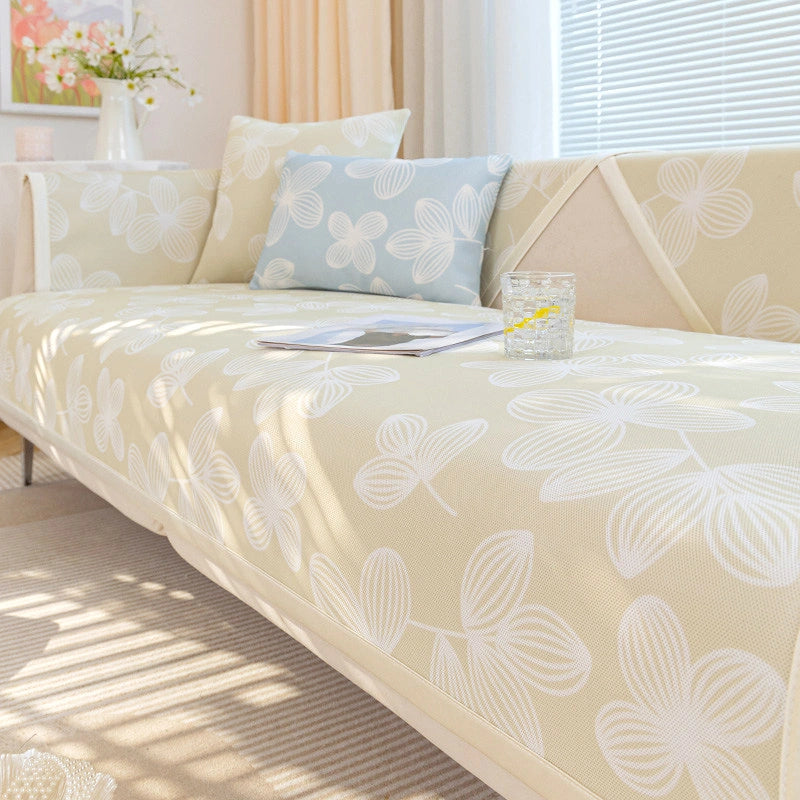 Fresh Floral Ice Silk Cooling Couch Cover delivers silky cool touch for summer-gsft-9050