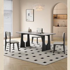 Modern Rectangular Dining Table with Ceramic Top & Double Pedestals for 6 Finish hagst-1665