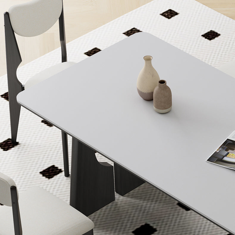 Modern Rectangular Dining Table with Ceramic Top & Double Pedestals for 6 Finish hagst-1665