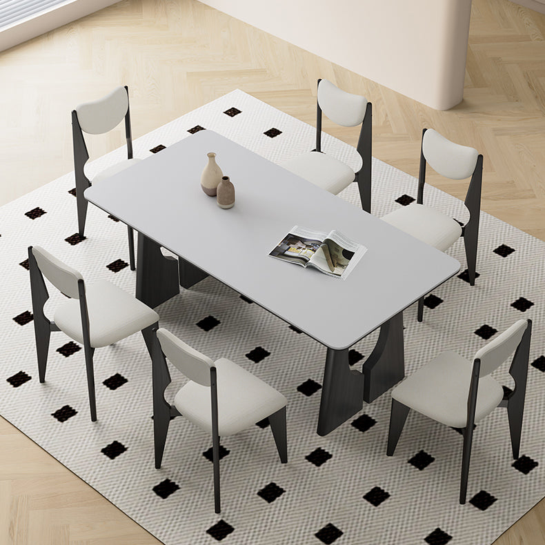 Modern Rectangular Dining Table with Ceramic Top & Double Pedestals for 6 Finish hagst-1665