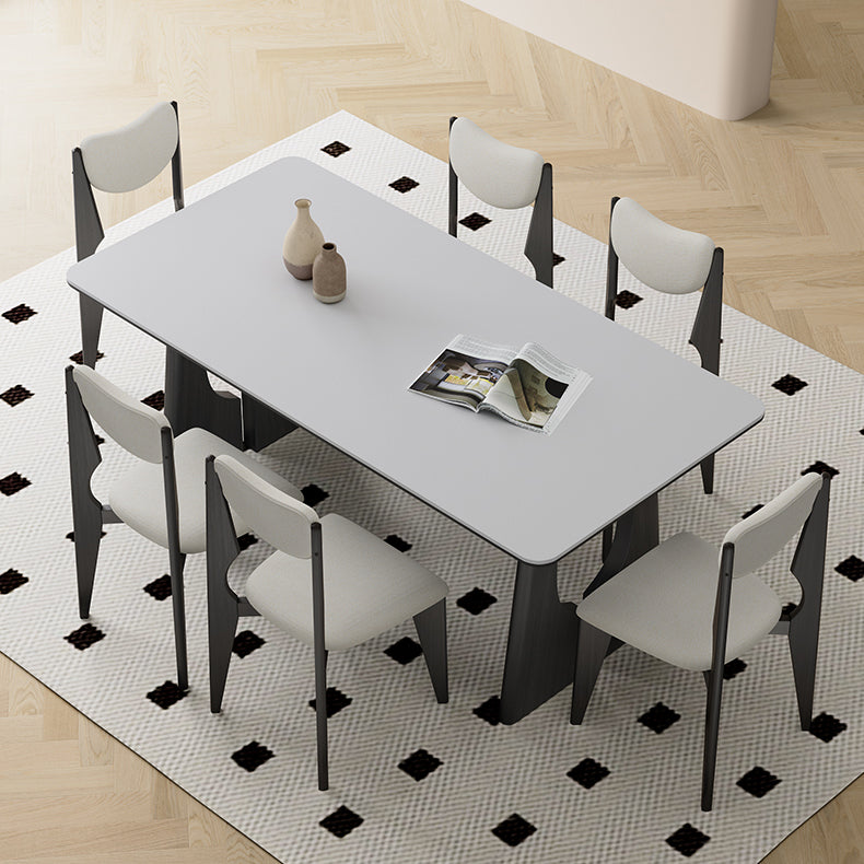 Modern Rectangular Dining Table with Ceramic Top & Double Pedestals for 6 Finish hagst-1665