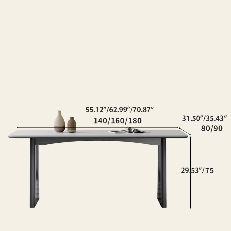 Modern Rectangular Dining Table with Ceramic Top & Double Pedestals for 6 Finish hagst-1665