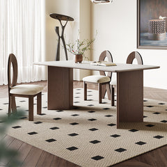 Modern Rectangular Dining Table with Ceramic Top & Double Pedestals for 6 hagst-1666