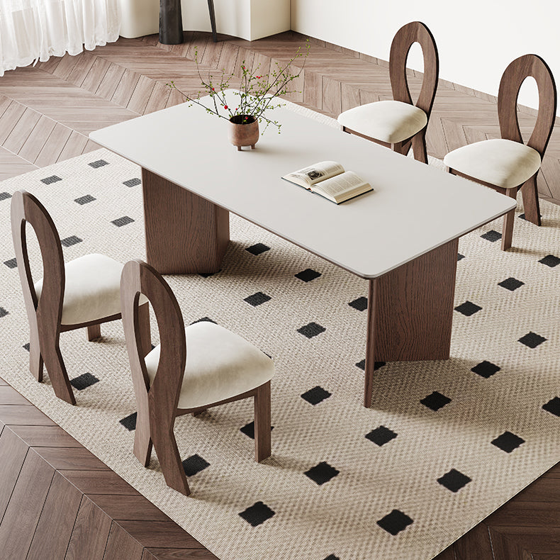 Modern Rectangular Dining Table with Ceramic Top & Double Pedestals for 6 hagst-1666