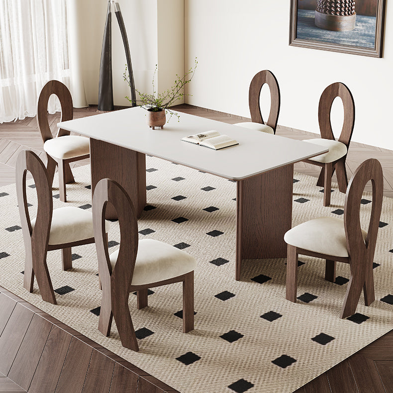 Modern Rectangular Dining Table with Ceramic Top & Double Pedestals for 6 hagst-1666