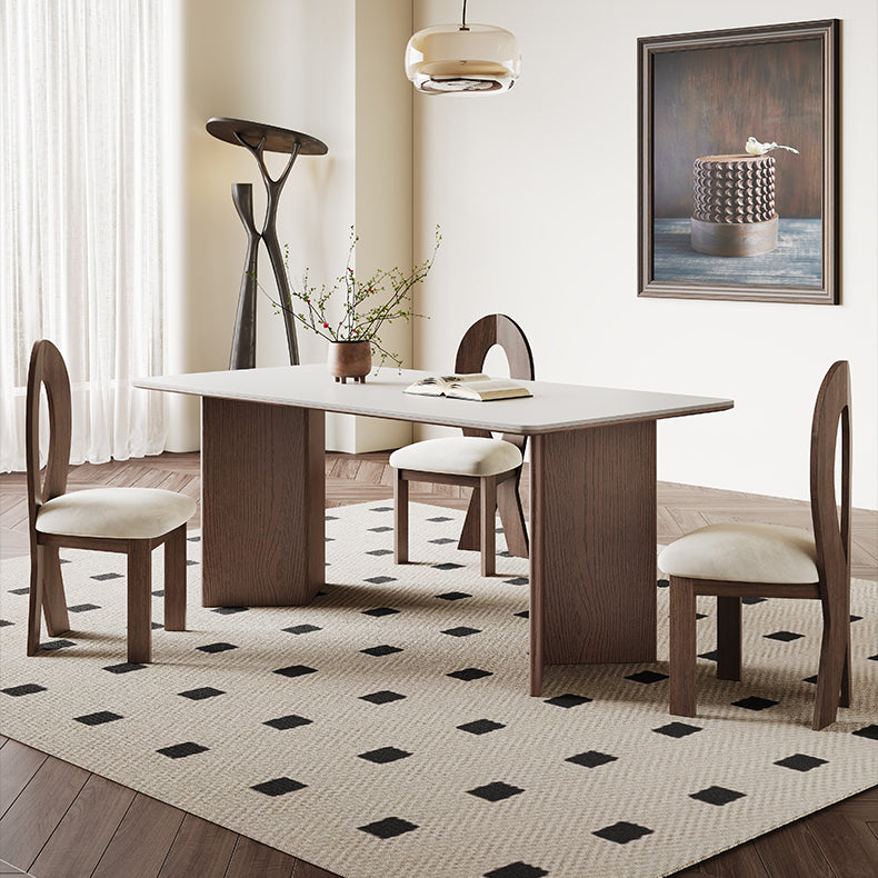 Modern Rectangular Dining Table with Ceramic Top & Double Pedestals for 6 hagst-1666