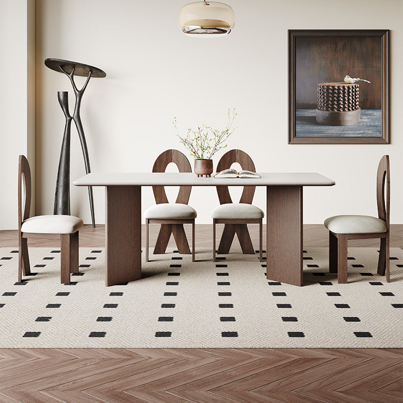 Modern Rectangular Dining Table with Ceramic Top & Double Pedestals for 6 hagst-1666